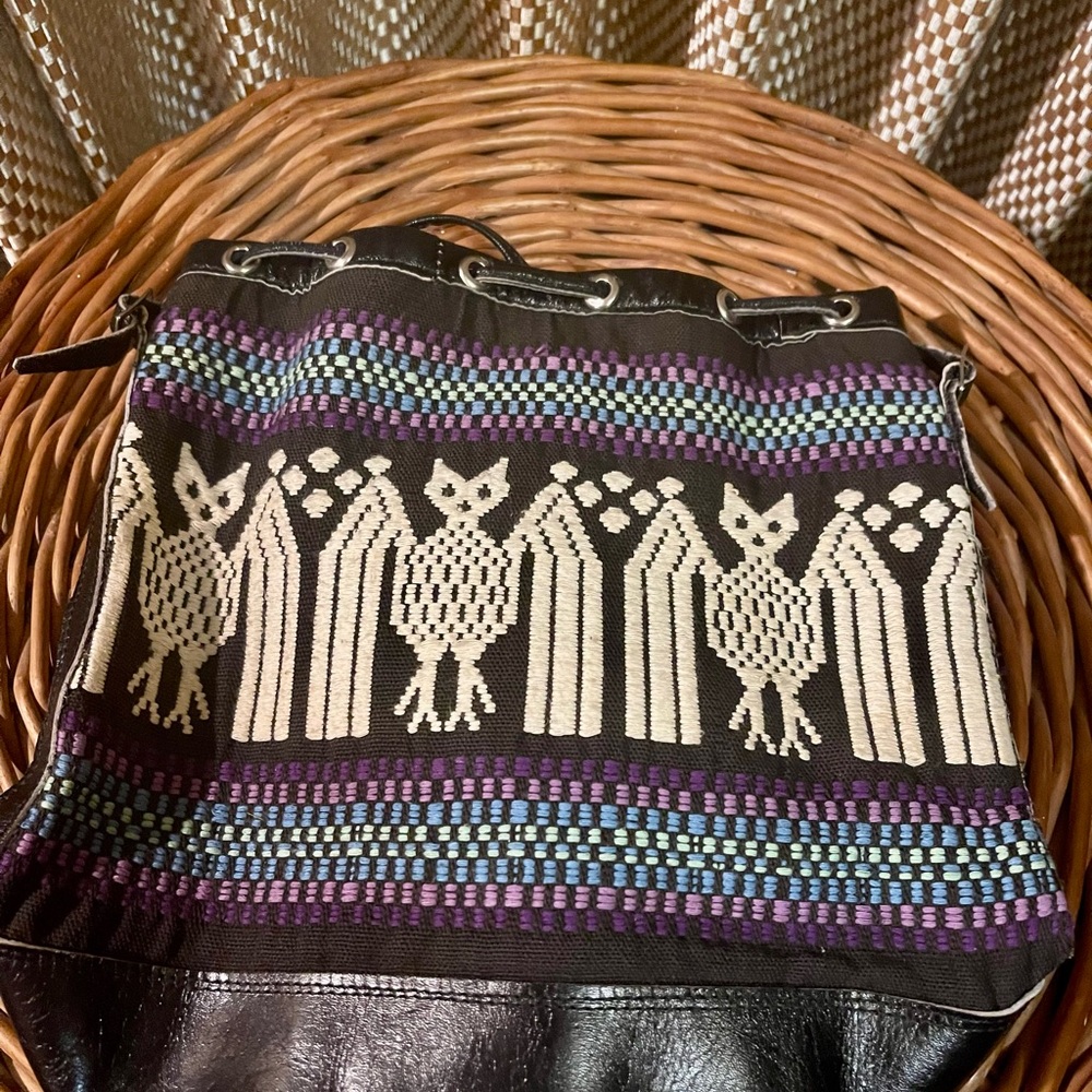 Handwoven Guatemalan Owl Pattern Tote Bag